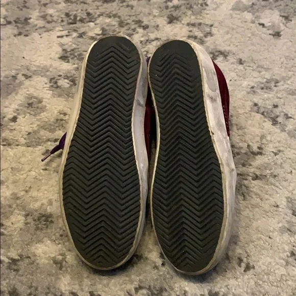 Burgundy Velvet Golden Goose Sneakers